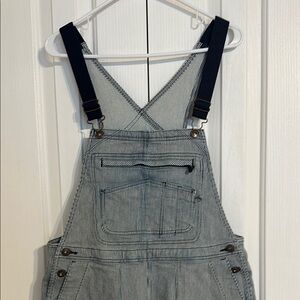 Duluth pinstripe denim overalls
